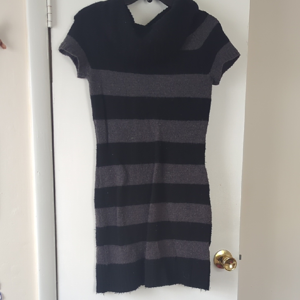 Love Rocks Elegant Black Knitwear Sweater Dress